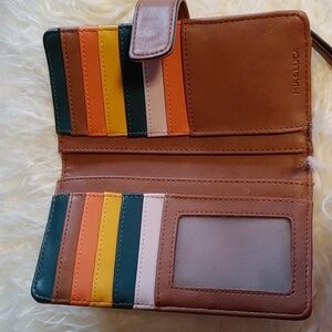 💚MIA & LUCA BROWN WALLET WITH COLOURED CARD SLOTS